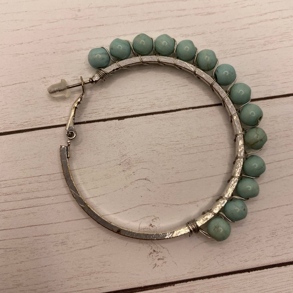 Plunder Beaded Turquoise Hoop Earrings - Picture 3 of 3